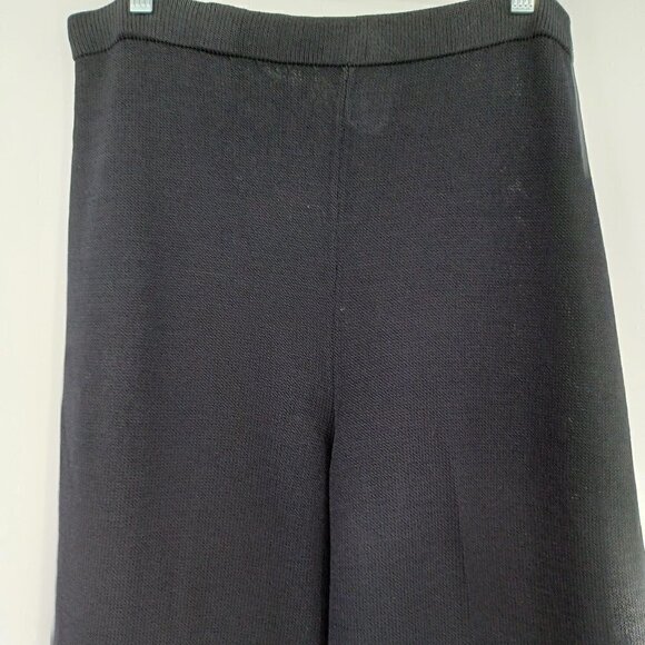 St. John Santana Knit Cropped Wide Leg Pants Black Women's 10 Wool Minimalist - Picture 3 of 9
